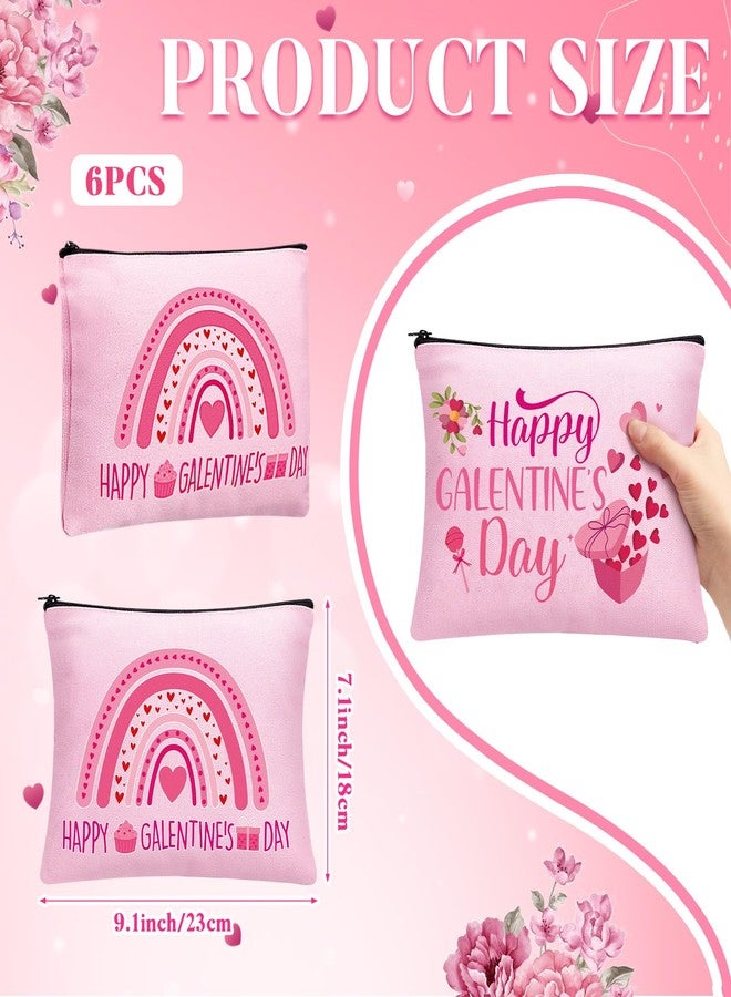 Abbylike Galentine's Day Canvas Cosmetic Makeup Bags Bulk Valentine's Day Canvas Bags for Girls Gift Galentine Ladies Celebration Party Decorations Girl's Night Bachelorette Party Supplies, pink - Image 2