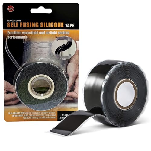 AIPL Black Self-Fusing Silicone Thickness 0.5mm Hose Repair Tape Heavy Duty and Leak Proof Rubber Hose Tape Pipe for Water - Black- 25 MM X 3 MTR - Image 1