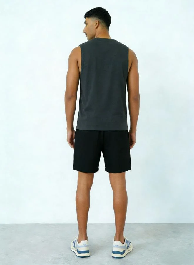 Take Two Men Grey Graphic Print Round Neck Tank and Shorts Co-Ords