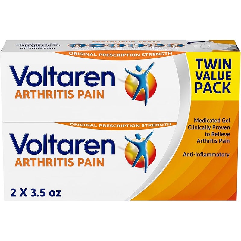 فولتارين Voltaren Arthritis Pain Gel for Powerful Topical Arthritis Pain Relief with Diclofenac - NEW Easy Open Cap - 100 g x 2 - Image 1