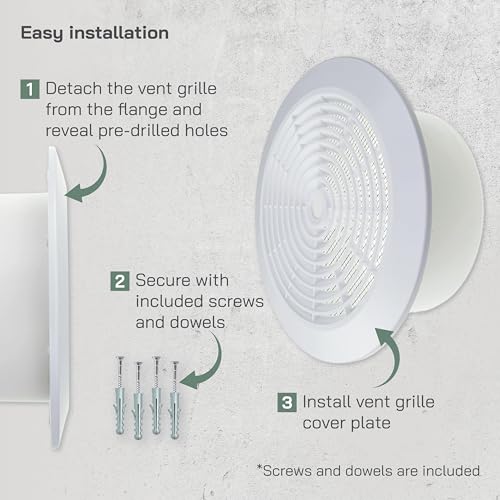 Vent Systems أنظمة التهوية 6 بوصة - أبيض - بلاستيك - شبكة سقف قابلة للتفكيك - فتحة تهوية هواء دائرية - غطاء شواية - شاشة نايلون - فتحات HVAC للحمام، المكتب المنزلي، المطبخ - Image 4