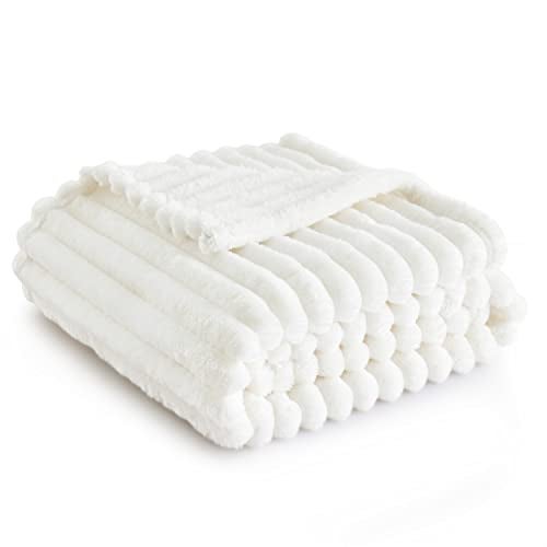 Bedsure Bedsure White Throw Blanket for Couch  GentleSoft Cozy Blankets for Women Cute Fleece Throws for Girls Dorm Graduation Birthday Gifts for Women Fathers Day Decor Gifts Off White 50x60 Inches