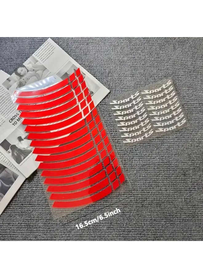 ملصقات حافات العجلات العاكسة باللون الأحمر، تصميم رياضي، خطوط سوداء وأرجوانية، مقاومة للماء من مادة PVC - Image 2