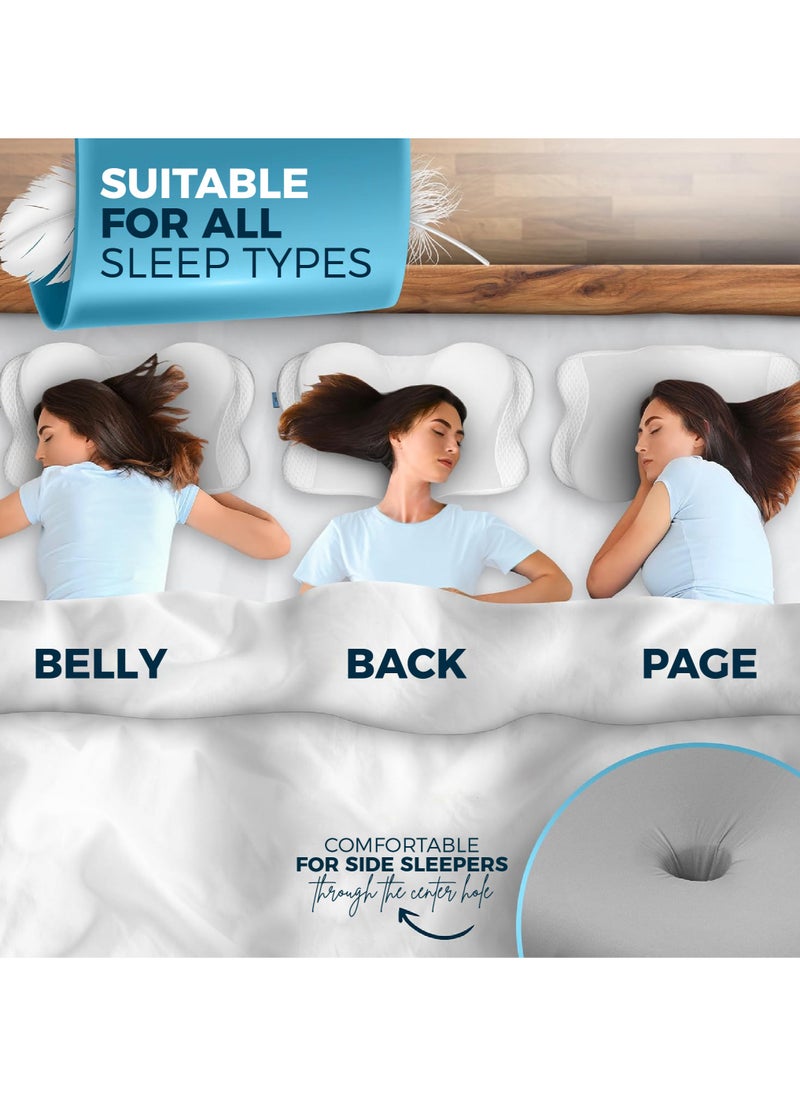 Taizz Ventures - Orthopedic Memory Foam Pillow, Adjustable Height, and Firmness, Ergonomic Cervical Neck Support Pillow for Neck and Back Pain, Side, Stomach, and Back Sleepers, Anti-Snoring and Breathable Cover, 60x40cm, Grey - Image 1
