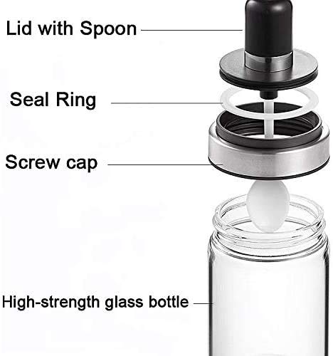 SEMITO Glass Spice Jars With Serving Spoon Lid - 250 ml, Pack of 1, Clear - Image 2