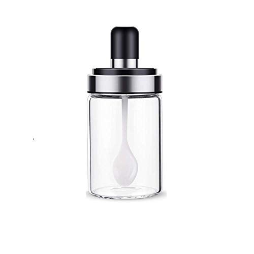 SEMITO Glass Spice Jars With Serving Spoon Lid - 250 ml, Pack of 1, Clear - Image 1