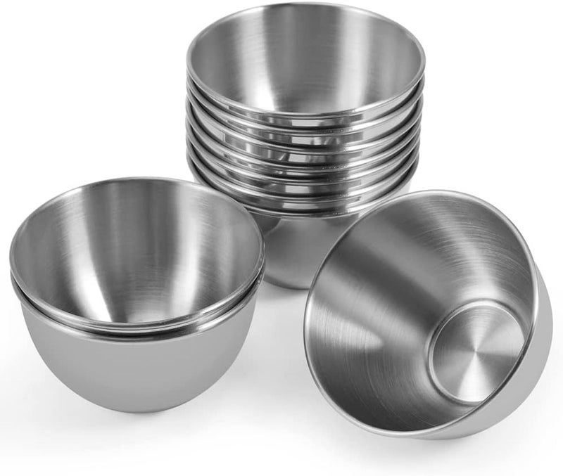 Amytalk 10 Pack 3.3inch Stainless Steel Sauce Dishes Mini Individual Saucers Bowl Round Seasoning Dishes Sushi Dipping Bowl Appetizer Plates, Sliver - Image 1