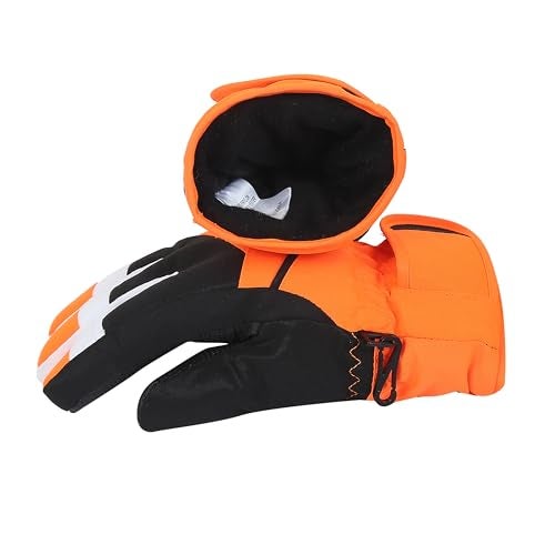 FabSeasons Unisex Warm Winter Gloves, Waterproof, Windproof for Hiking, Driving, Running & Outdoors, Fits for 7-12 Years Old Boys and Girls (Orange) - Image 3