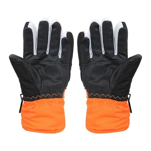 FabSeasons Unisex Warm Winter Gloves, Waterproof, Windproof for Hiking, Driving, Running & Outdoors, Fits for 7-12 Years Old Boys and Girls (Orange) - Image 2