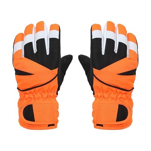 FabSeasons Unisex Warm Winter Gloves, Waterproof, Windproof for Hiking, Driving, Running & Outdoors, Fits for 7-12 Years Old Boys and Girls (Orange) - Image 1