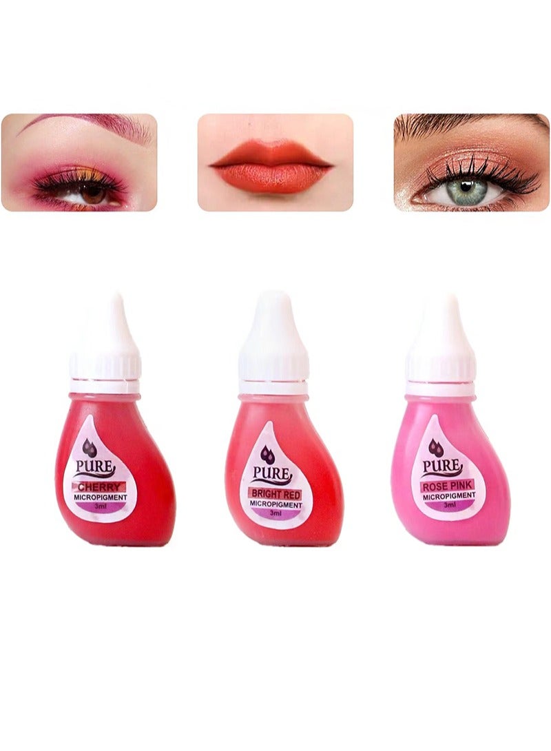Biotouch 3 Color Permanent Makeup for Lips, Used for All Permanent Makeup Procedures, Professional Cosmetic Pigment（3ml，Rose pink +Bright red +cherry） - Image 1