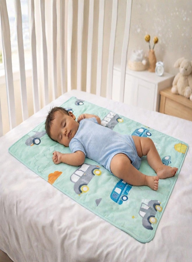 ZIKKU حصيرة تغيير حفاضات الأطفال المقاومة للماء من زيكو، مصنوعة من القطن، قابلة لإعادة الاستخدام، مانعة للتسرب، مناسبة لحديثي الولادة، مقاس 60 × 45 سم (أزرق سماوي). - Image 1