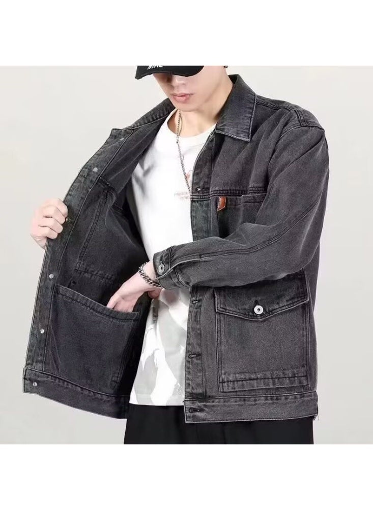 New Men'S Casual Denim Coat High Street Handsome Loose Plus Size Multi-Pocket Jacket Fashion Brand All-Matching - Image 3