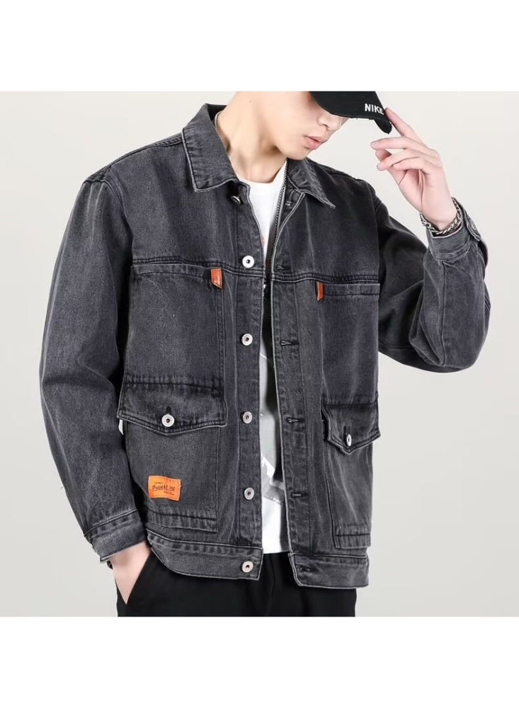 New Men'S Casual Denim Coat High Street Handsome Loose Plus Size Multi-Pocket Jacket Fashion Brand All-Matching - Image 1