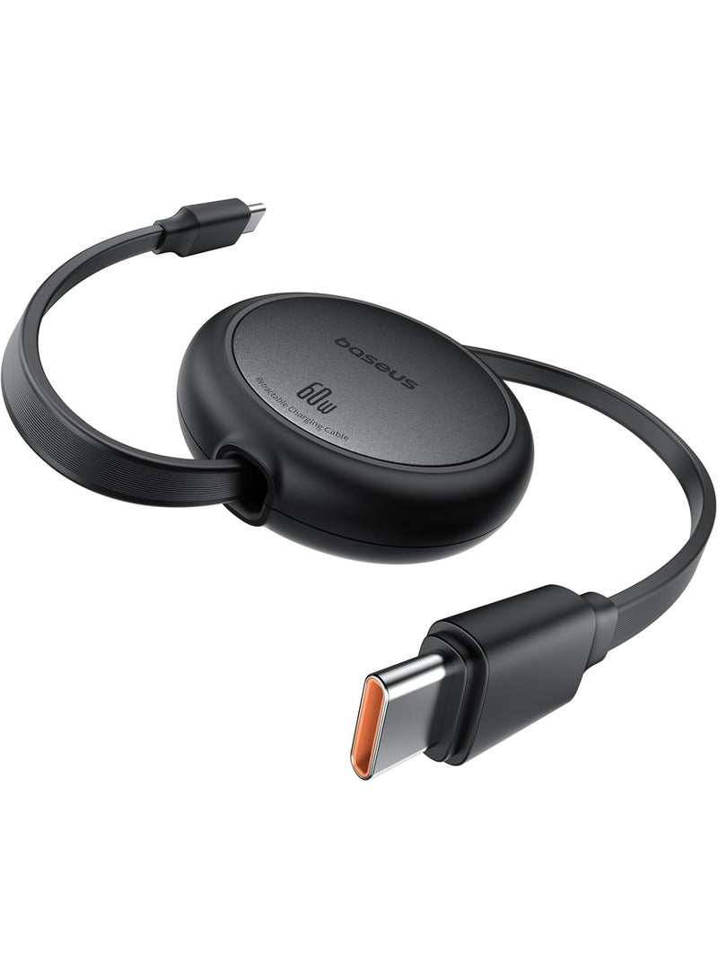 SOLARAE كابل USB C، كابل USB C قابل للسحب 60W فائق الصغر للشحن السريع PD 3A، كابل شاحن USB Type C بأربعة أطوال محددة لجهاز iPhone 15 Series، MacBook، iPad Pro، Galaxy S24/S23 - Image 1