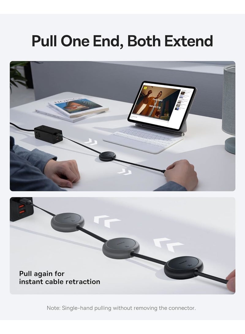 SOLARAE كابل USB C، كابل USB C قابل للسحب 60W فائق الصغر للشحن السريع PD 3A، كابل شاحن USB Type C بأربعة أطوال محددة لجهاز iPhone 15 Series، MacBook، iPad Pro، Galaxy S24/S23 - Image 3