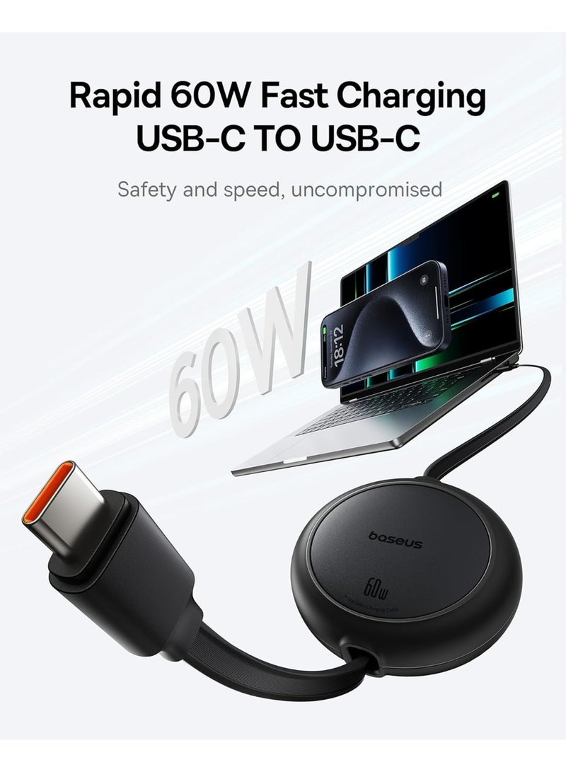 SOLARAE كابل USB C، كابل USB C قابل للسحب 60W فائق الصغر للشحن السريع PD 3A، كابل شاحن USB Type C بأربعة أطوال محددة لجهاز iPhone 15 Series، MacBook، iPad Pro، Galaxy S24/S23 - Image 2