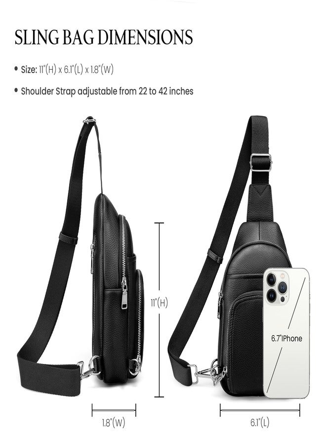 befen Black Genuine Leather Small Crossbody Sling Bags for Women Anti-Theft Crossbody Chest Bags Purse with Built in RFID Wallet - Image 5