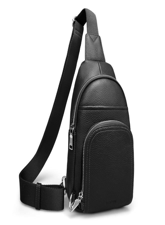 befen Black Genuine Leather Small Crossbody Sling Bags for Women Anti-Theft Crossbody Chest Bags Purse with Built in RFID Wallet - Image 1