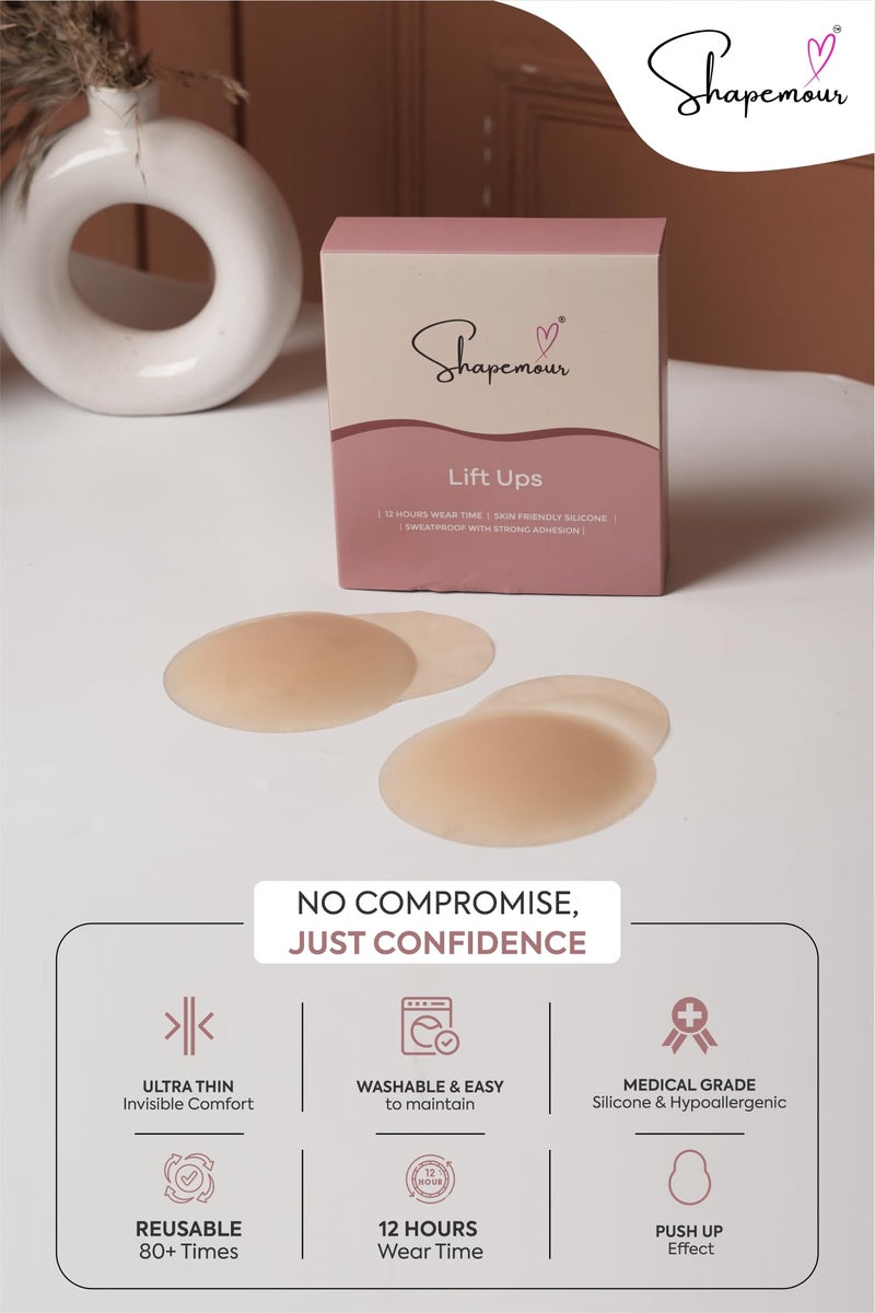 SHAPEMOUR Lift Ups Silicone Breast Lift Pads | Invisible Push Up Effect | Medical Grade Bunny Ups, Hypoallergenic, Reusable 80+ Uses | Bunny ups (12 cm) - Image 5