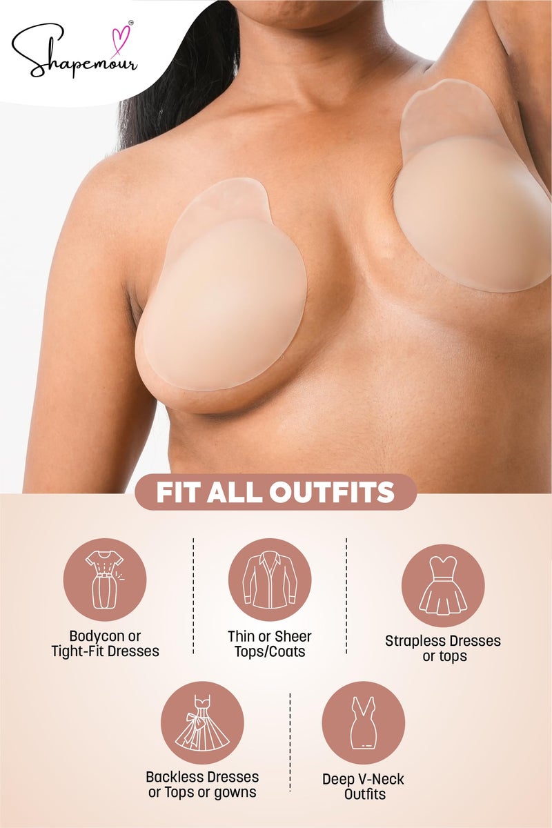 SHAPEMOUR Lift Ups Silicone Breast Lift Pads | Invisible Push Up Effect | Medical Grade Bunny Ups, Hypoallergenic, Reusable 80+ Uses | Bunny ups (12 cm) - Image 4