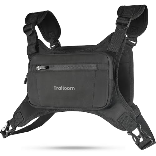 Trailoom Running Chest Pack, Reflective Vest, Water Repellent, Phone Holder, Men & Women, Workout Bag for Runners, Cycling, Biking, EDC Pouch, Jogging Carrier, Hidden Pocket, Lightweight (Black) - Image 1