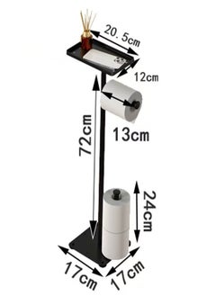 VarietyVoyageD Black Toilet Paper Holder Stand Free Standing Toilet Paper Storage Holder with Shelf Bathroom Floor Toilet Paper Roll Holder Stand Up Tissue Toilet Paper Dispenser  - Image 3