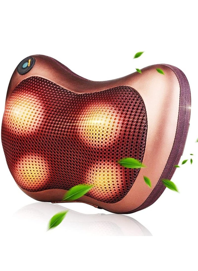 ELTRAZONE Electric Massage Pillow Neck Shoulder Head Car Home Support Massager Pain Relief Massager (Brown) - Image 1