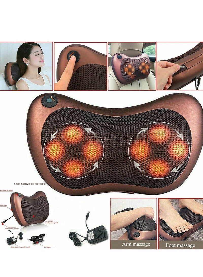ELTRAZONE Electric Massage Pillow Neck Shoulder Head Car Home Support Massager Pain Relief Massager (Brown) - Image 4