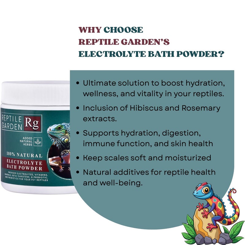 7pets Reptile Garden Lizard and Dragon Electrolyte Bath Powder | Boosts Hydration, Wellness, and Vitality | Added Natural Herbs (100 GMS) - Image 2