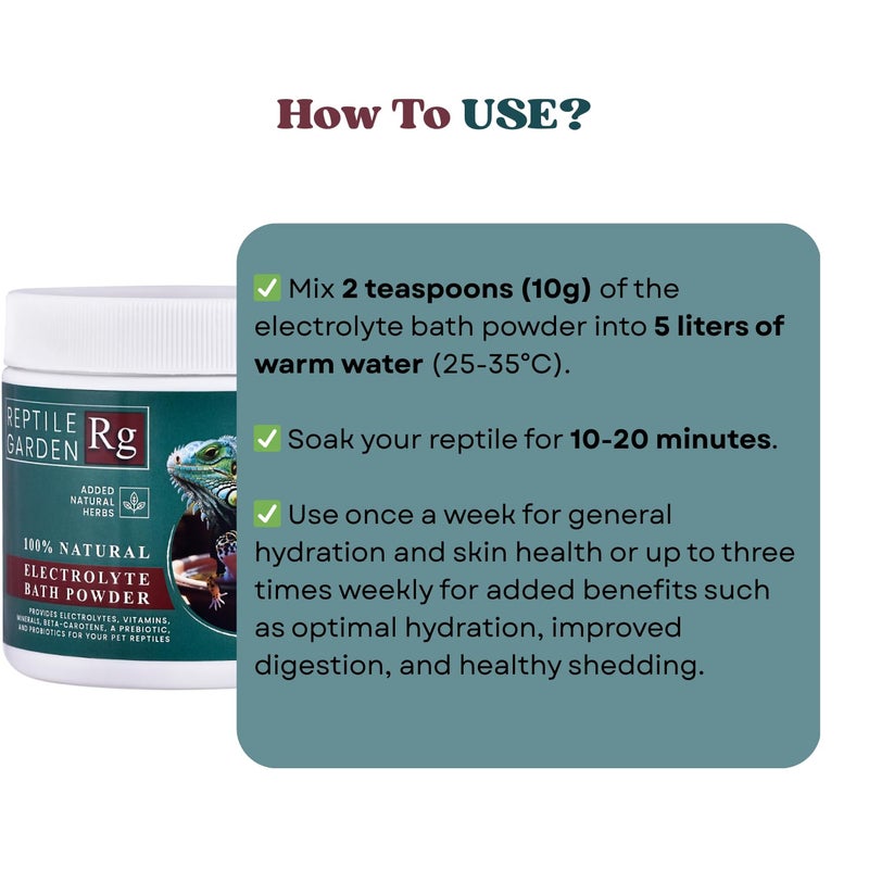 7pets Reptile Garden Lizard and Dragon Electrolyte Bath Powder | Boosts Hydration, Wellness, and Vitality | Added Natural Herbs (100 GMS) - Image 3