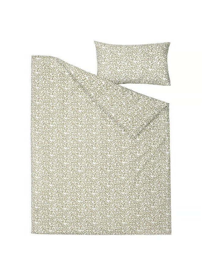 ڈیویٹ کور اور تکیے کا کیس، سفید/سبز، 150x200/50x80 سینٹی میٹر - Image 4