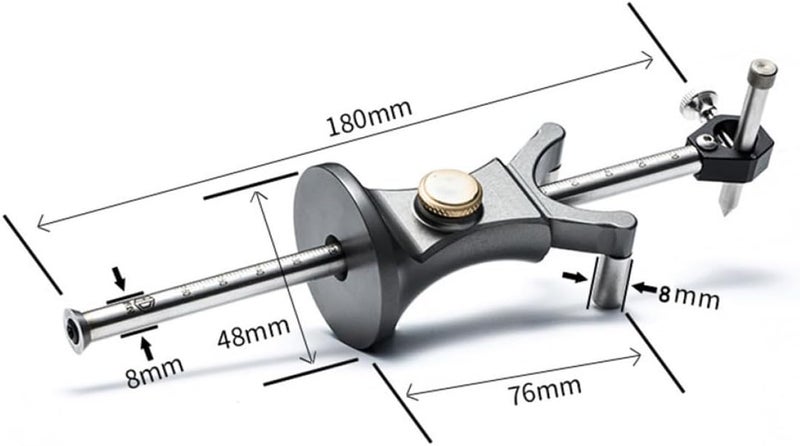 STAHAD Woodworking Wheel Marking Gauge and Copper Mortise Gauge, Dual-purpose DIY Wood Scriber Tool for Carpentry and Dovetail Marking, Precision Parallel and Curved Line Drawing Device - Image 2