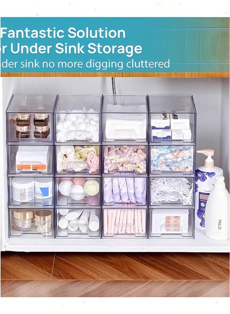 2-Piece Makeup Organizer Set, Clear Cosmetic Storage Box with Drawers - Dustproof Design for Vanity, Bathroom & Wardrobe, Multi-Scene Beauty Organizer Solution - Image 2