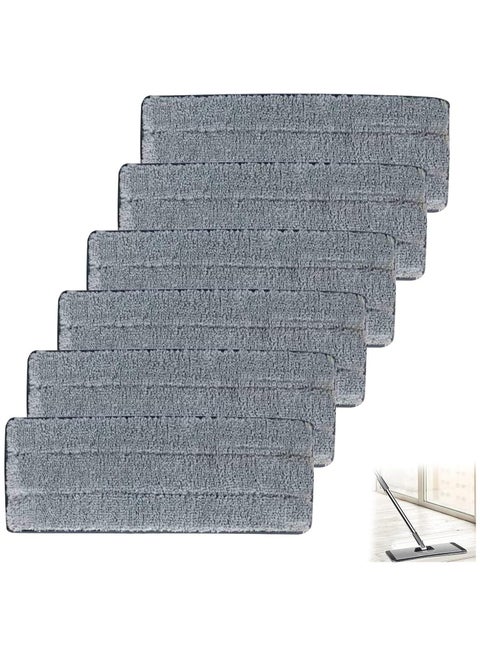 6 قطع غيار ممسحة باركيه موب - 6 وسادات بديلة من المايكروفايبر قابلة للغسل - رأس مساحة لممسحة الرطبة والجافة - مناسبة لمعظم ممسحات الأرضيات مع شريط فيلكرو - وسادات تنظيف لغرف النوم، النوافذ، الحمامات، والمنازل