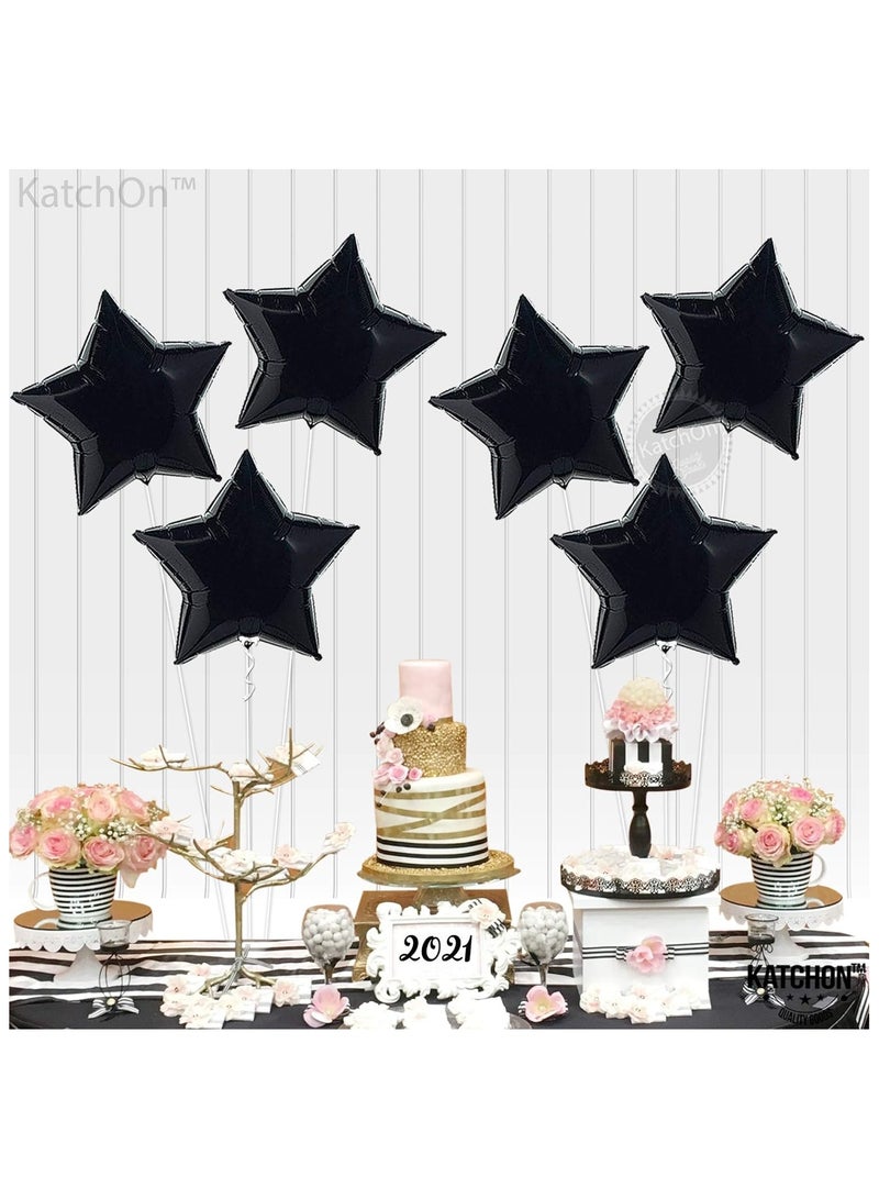 كاتشون بالونات بلاك ستار لتزيين الحفلات - عبوة من 6 بالونات مقاس 18 بوصة | بالونات توينكل ليتل ستار من الفويل الأسود لعيد الميلاد - Image 4