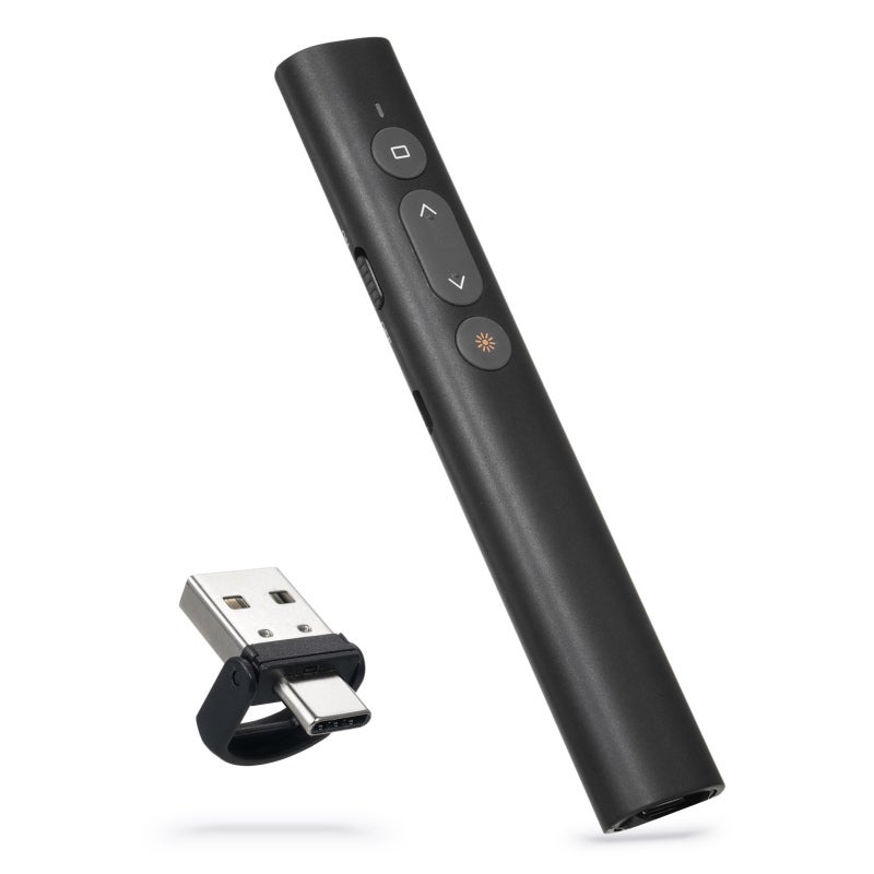 Powerpoint Clicker Wireless Presenter Remote: 30m Remote Distance, USB/Type-C Dual Interface, Plug-And-Play Functionality - Compact Portable Design for Business Meetings, Lectures And Presentations - Image 1