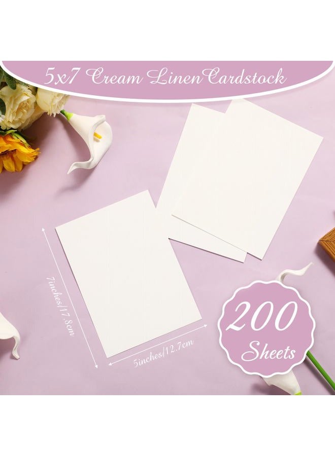 Geosar 200 Sheets Linen Cardstock 5 x 7 Invitation Cardstock Heavy Weight Printer Paper Cardstock 92lb 250GSM Card Stock for Printer Index Cards Cover Postcards Blank Flash Note Greeting (Cream) - Image 2