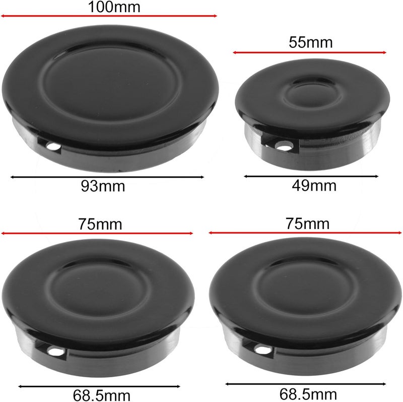 Spares2go (Non Universal) Oven Cooker Hob Gas Burner Crown & Flame Cap Kit for Lamona (Small, 2 Medium & Large, 55mm - 100mm) All-scene compatible build - Image 2