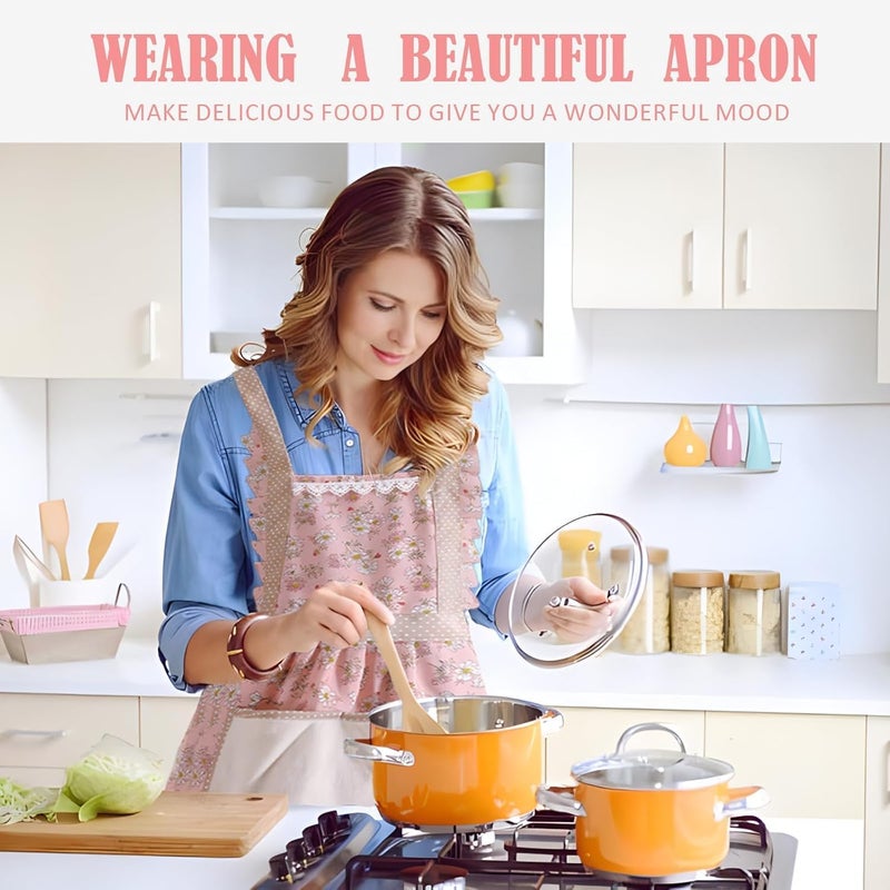 Azonee Waterproof Bib Apron with Pocket, Kitchen Cooking Apron for Women, Hand Wipe Chef Apron for Home, Restaurant, and BBQ Use, Durable Cotton Canvas Fabric - Image 2
