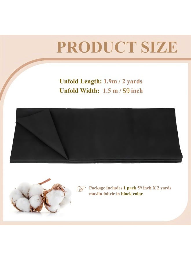 PEASUG 100% Cotton Muslin Fabric, 59 Inch X 2 Yards Muslin Linen Fabric by The Yard, Medium Weight Draping Fabrics Suitable for Sewing Embroidery, Garments, Crafts Material-Black - Image 2