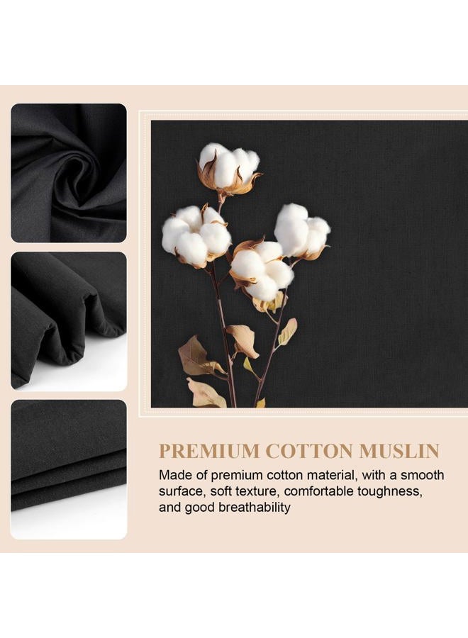 PEASUG 100% Cotton Muslin Fabric, 59 Inch X 2 Yards Muslin Linen Fabric by The Yard, Medium Weight Draping Fabrics Suitable for Sewing Embroidery, Garments, Crafts Material-Black - Image 4
