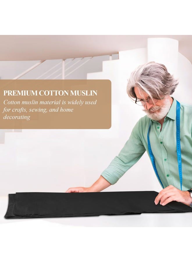 PEASUG 100% Cotton Muslin Fabric, 59 Inch X 2 Yards Muslin Linen Fabric by The Yard, Medium Weight Draping Fabrics Suitable for Sewing Embroidery, Garments, Crafts Material-Black - Image 5