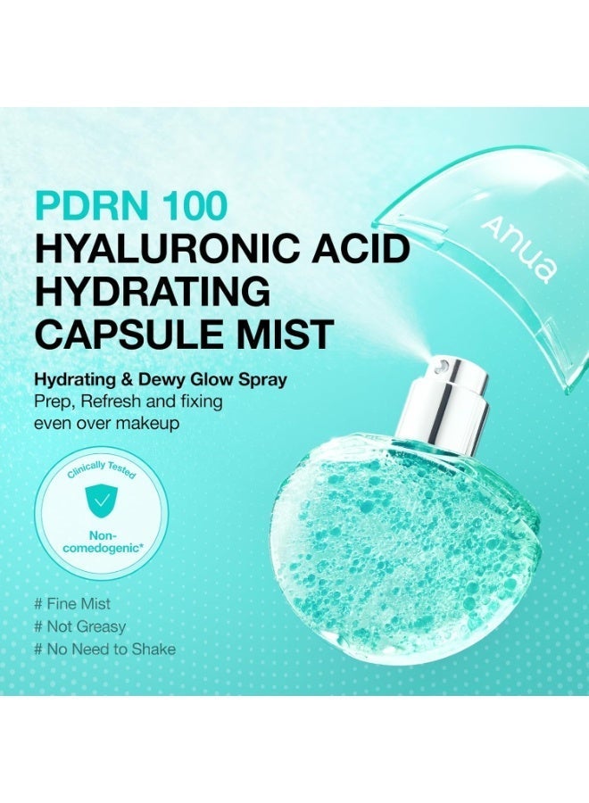 Anua PDRN 100 Hyaluronic Acid Hydrating Capsule Mist – Dewy Glow Serum Spray with Collagen for All Skin Types 30mlml - Image 2