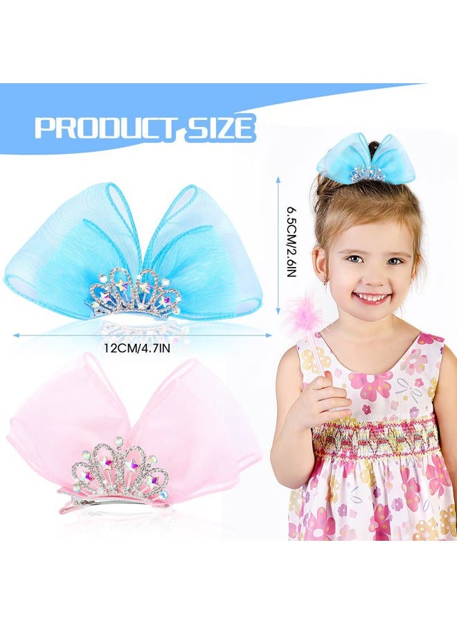 WLLHYF Diamond Crown Hair Pin Bow Hair Clips Gradient Metal Side Hair Barrette Princess Headband Mini Birthday Crown Hair Styling Headdress Accessories for Girls Kids - Image 2