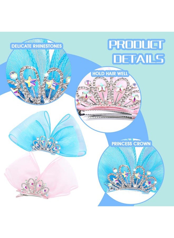 WLLHYF Diamond Crown Hair Pin Bow Hair Clips Gradient Metal Side Hair Barrette Princess Headband Mini Birthday Crown Hair Styling Headdress Accessories for Girls Kids - Image 3