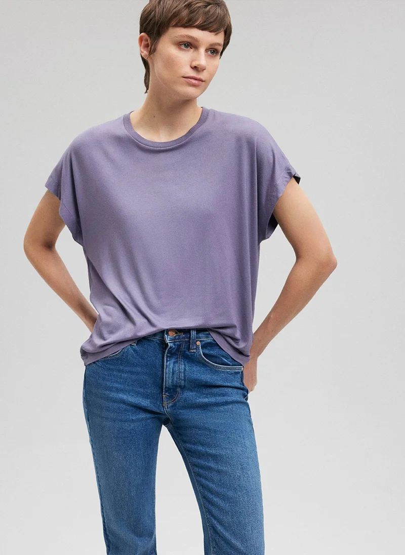 MAVI Crew Neck Purple Basic T-Shirt