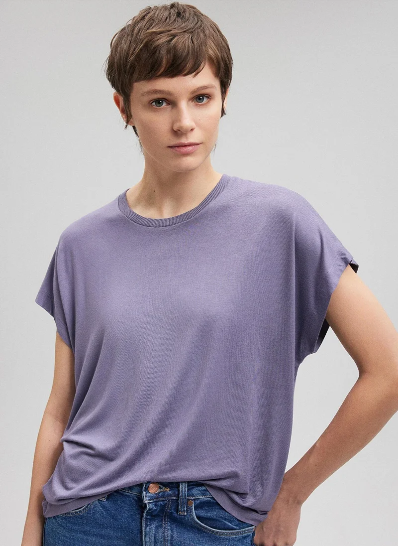MAVI Crew Neck Purple Basic T-Shirt
