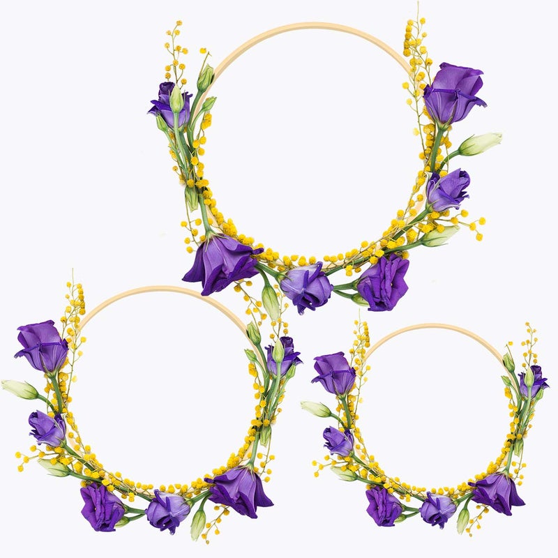Worown 6 Pack Bamboo Floral Hoops, 3 Size Wooden Floral Wreath Rings for Making Wedding Wreath Decor and Wall Hanging Crafts (8, 10, 12 Inch) - Image 5