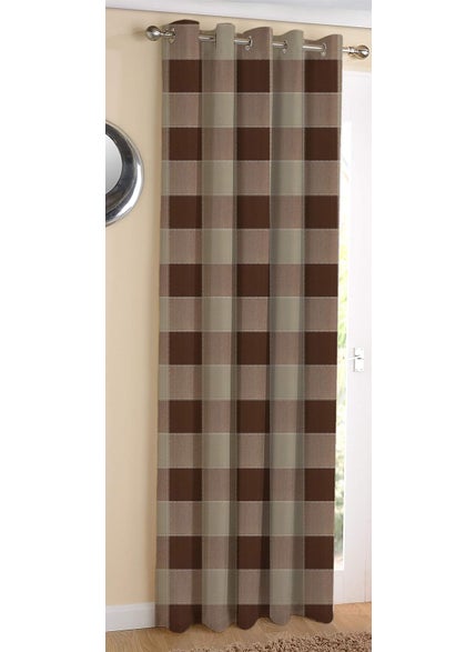 AIRWILL AIRWILL Cotton 4Way Dobby Brown Designed Blackout and Room Darkening 5ft Window Curtains Pack of 1 pc Self Design Brown  - Image 1